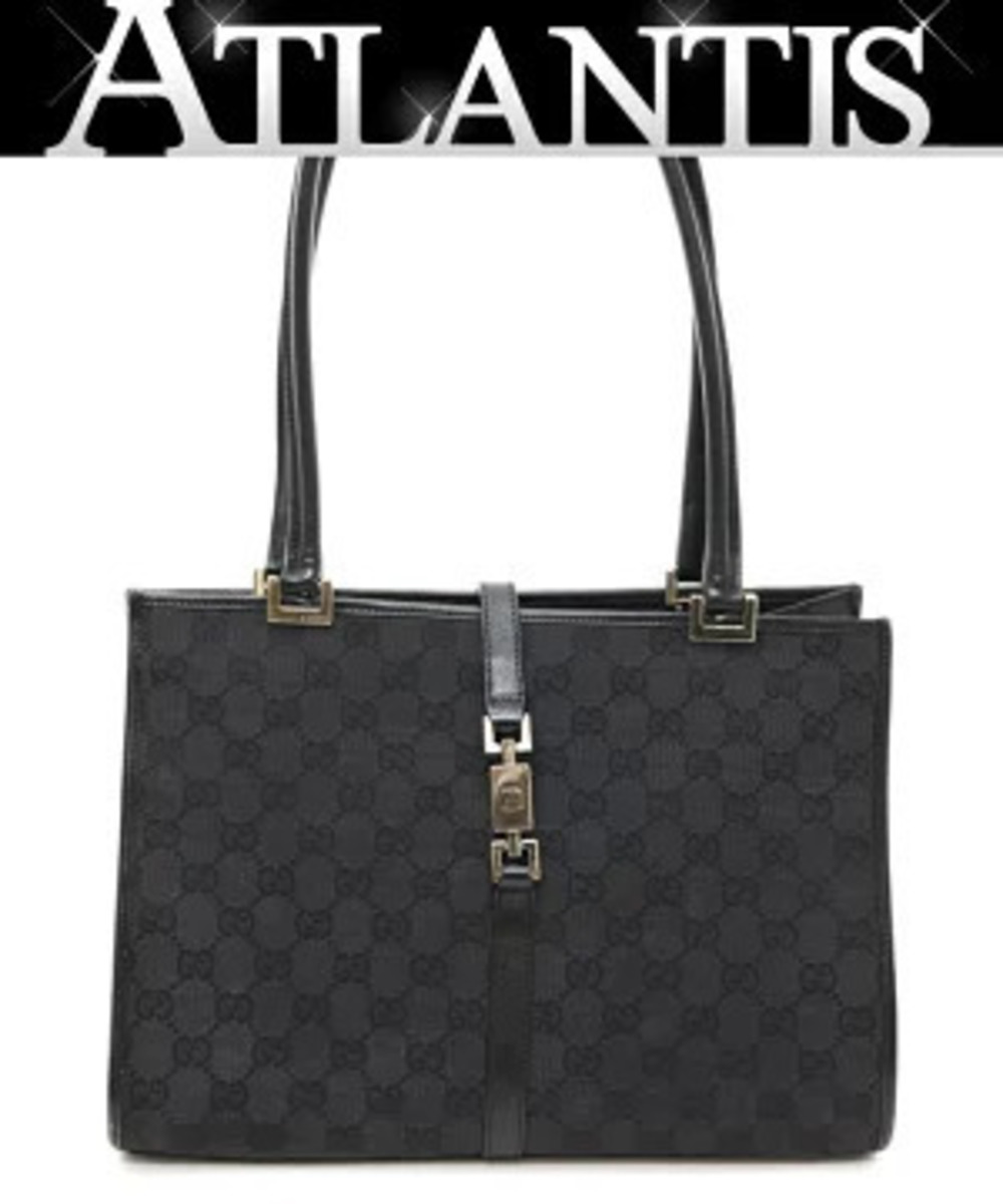 Gucci Jackie Handbag Tote Bag GG Canvas Black
